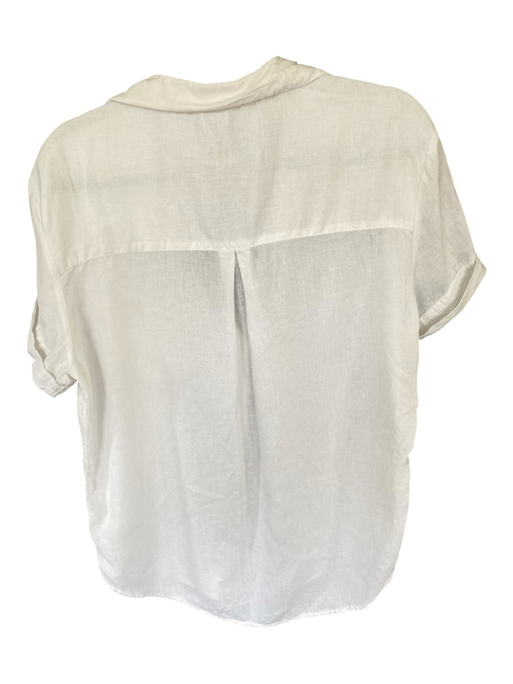 Lola River White Linen Blend Popover Short Sleeve Blouse Medium Coastal Chic - Picture 3 of 8